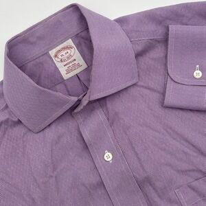 Brooks Brothers Madison Purple Check Dress Shirt 15-34 Non-Iron Supima Cotton